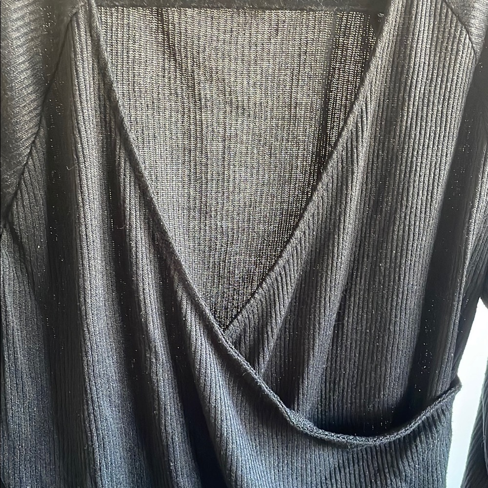 Banana Republic Factory Black Long Sleeve Wrap Blouse - Picture 2 of 4